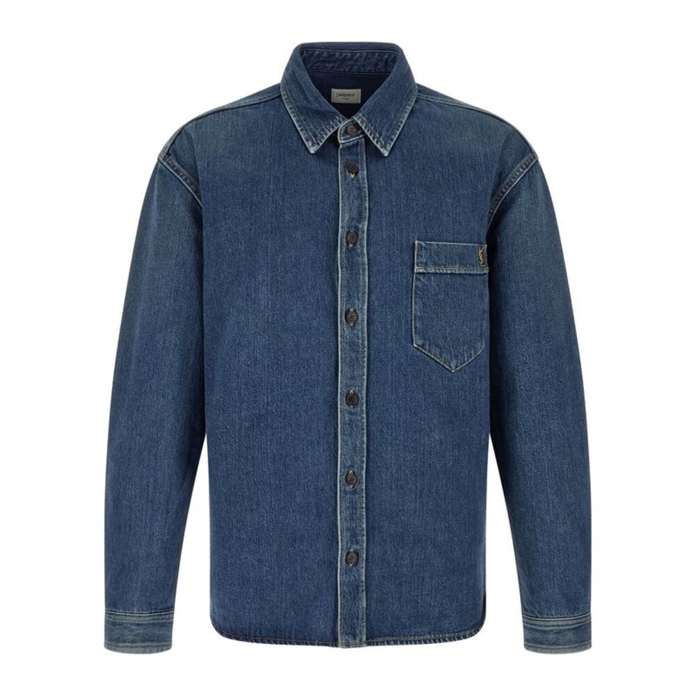 Saint Laurent Blue Cotton Men's Blouse